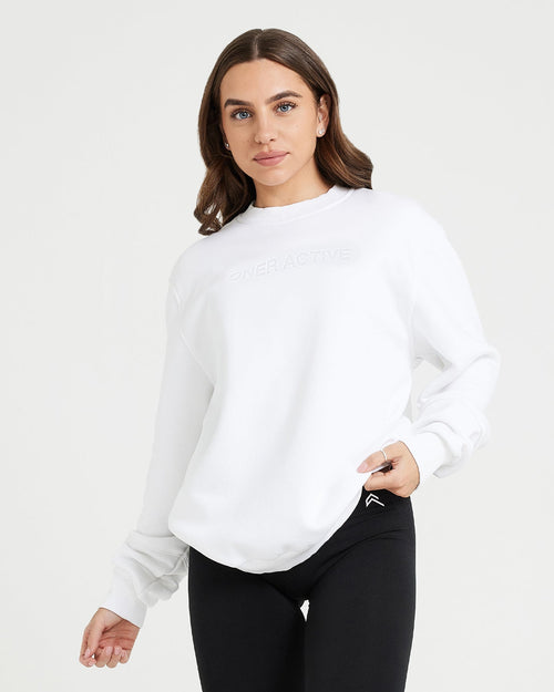 Oner Modal Classic Lounge Oversized Crew Neck | White