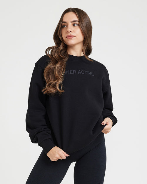 Oner Modal Classic Lounge Oversized Crew Neck | Black