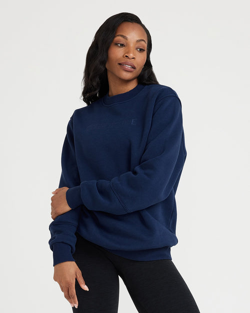 Oner Modal Classic Lounge Oversized Crew Neck | Midnight