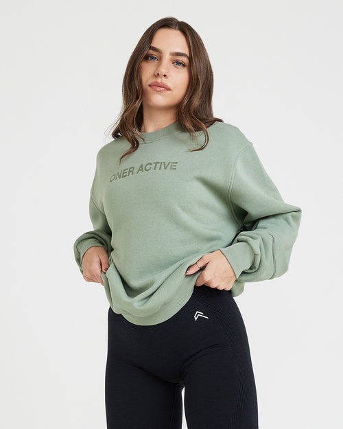 Oner Modal Classic Lounge Oversized Crew Neck | Sage